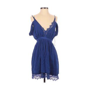 TJD Size XS Blue Summer Party Dress Lace-Up Lace Edge Detail Adjustable VGUC